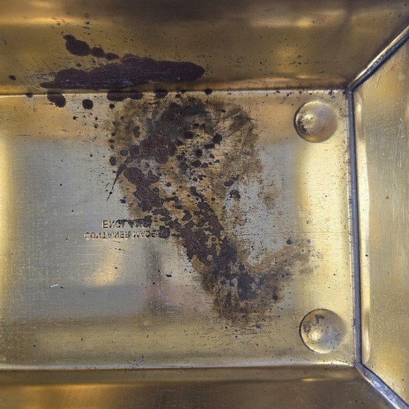 Vintage English Floral Tin Box Chinoiserie Garden Scene Hinged Metal Container - Picture 9 of 11